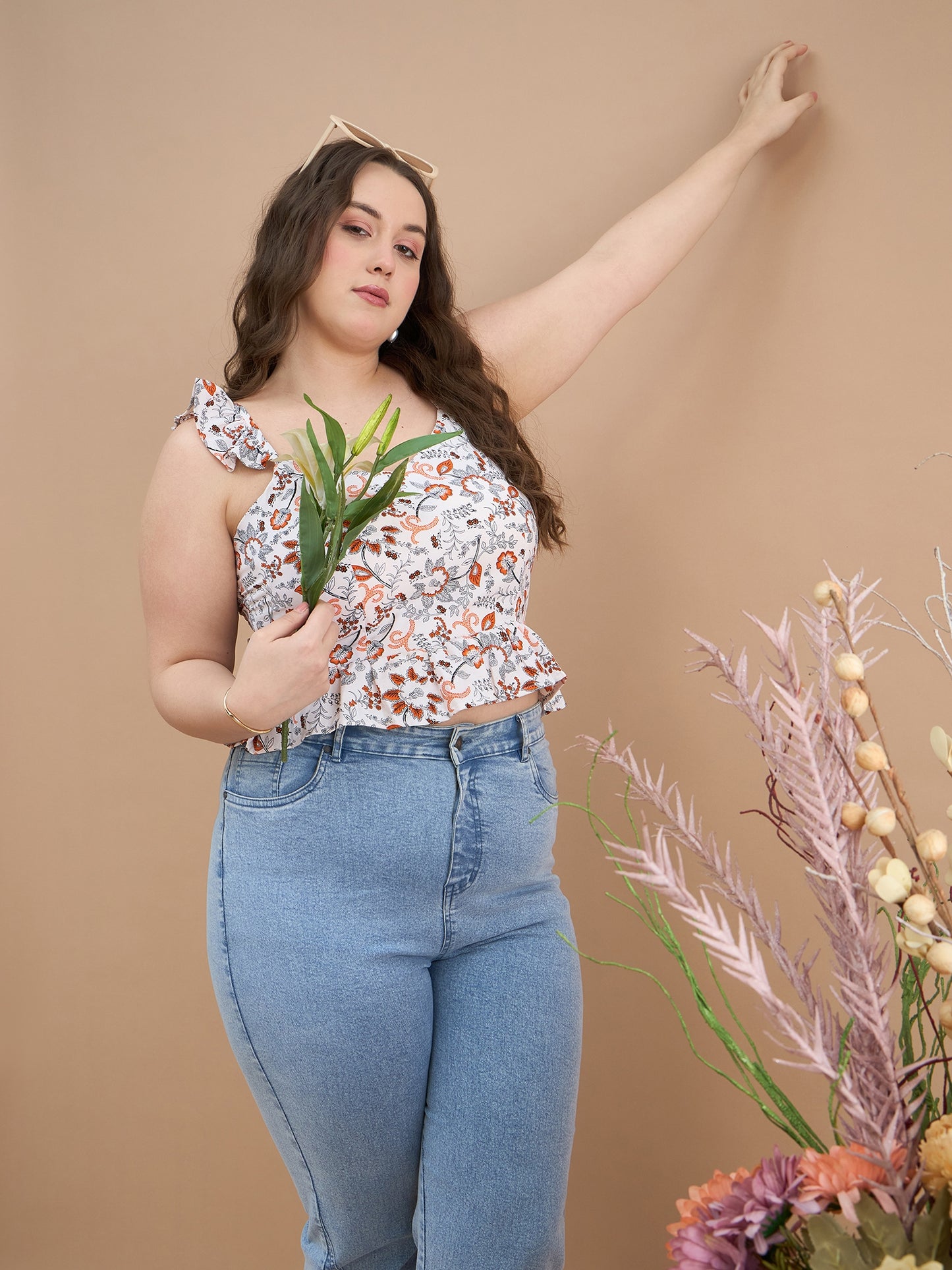 Ruffles Strap Peplum Top