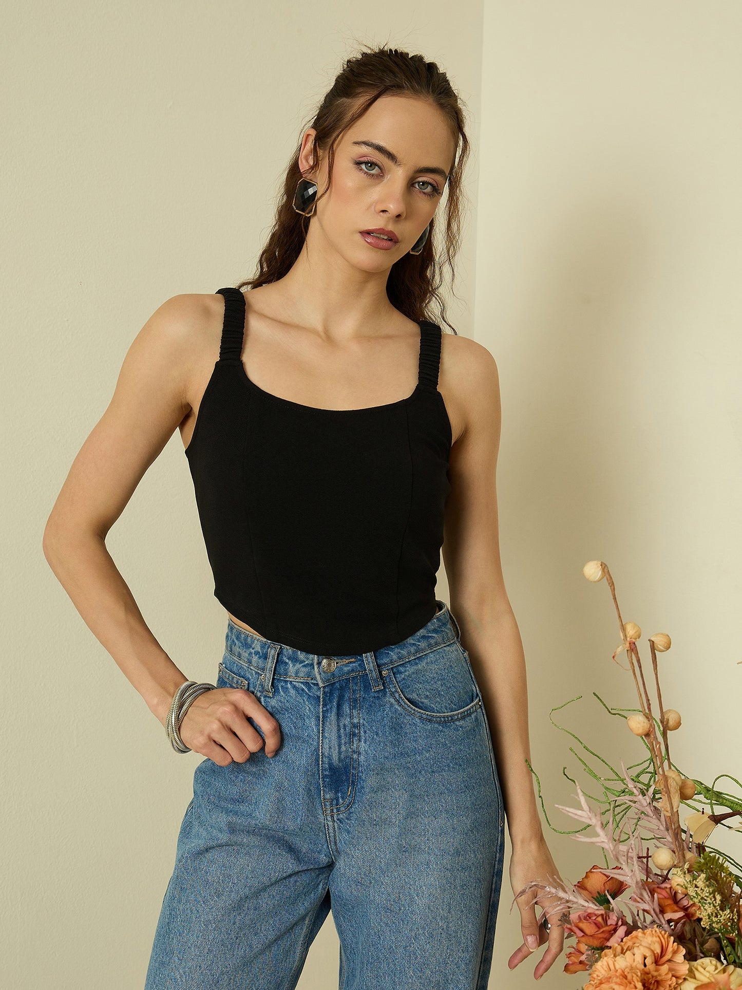 Ruched Strap Corset Top