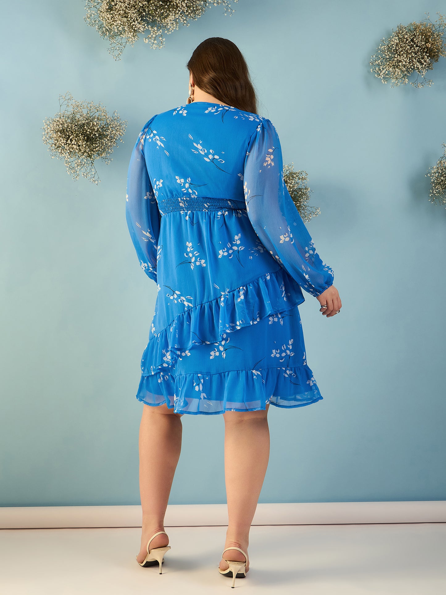 Bishop Sleeve Ruffles Dress