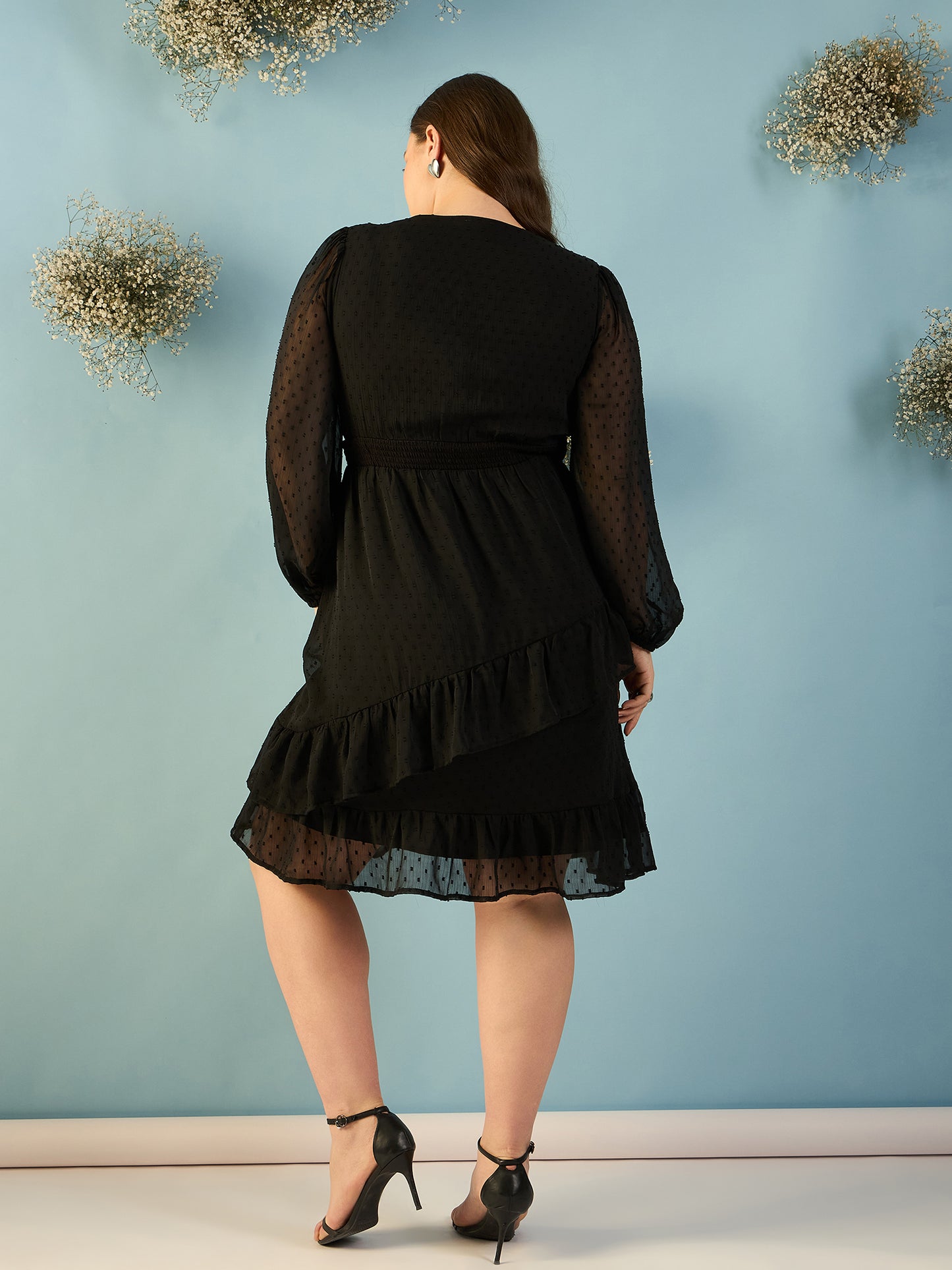 Bishop Sleeve Ruffles Dress
