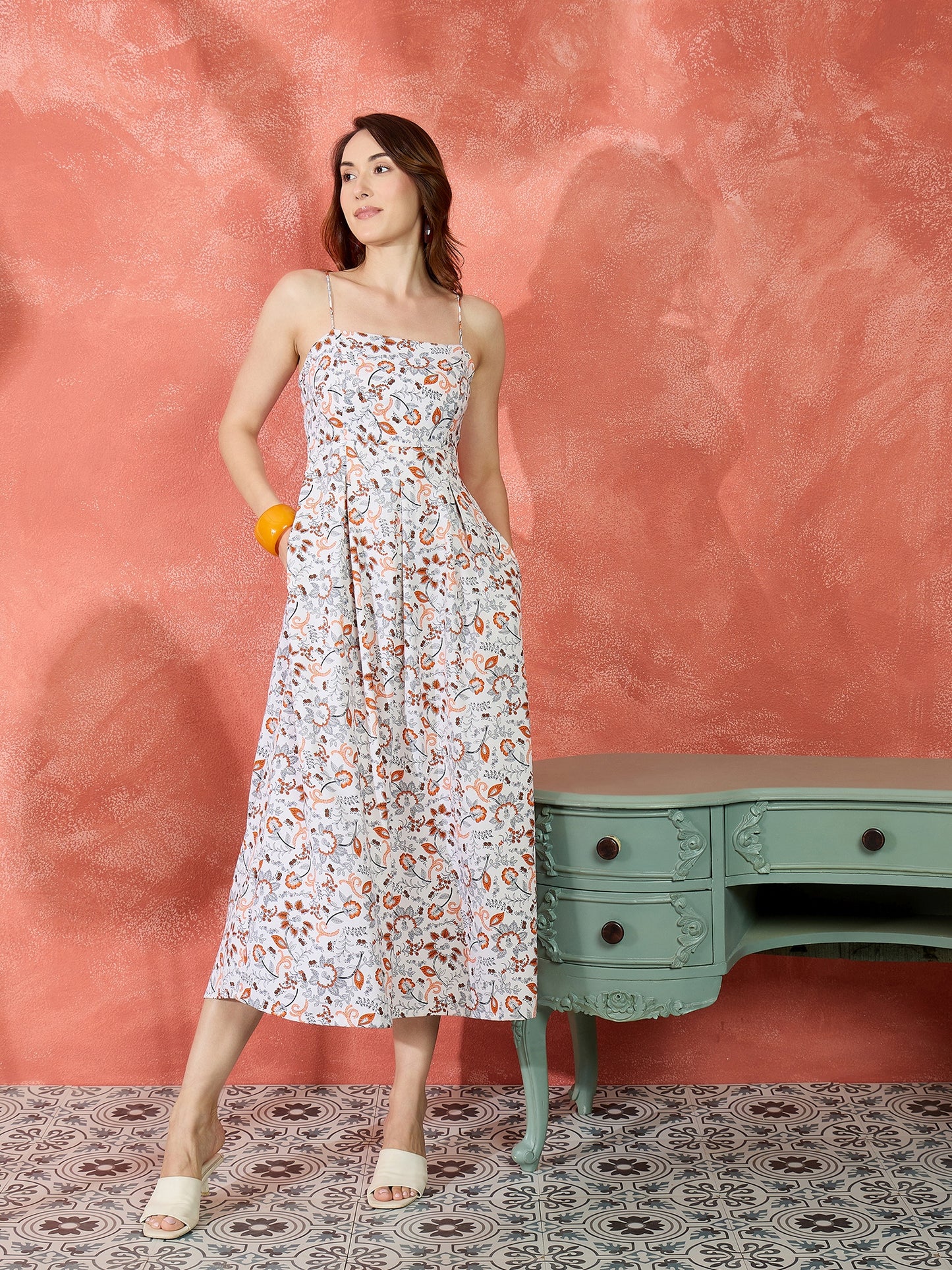 Lycia Pleated Maxi Strappy Dress