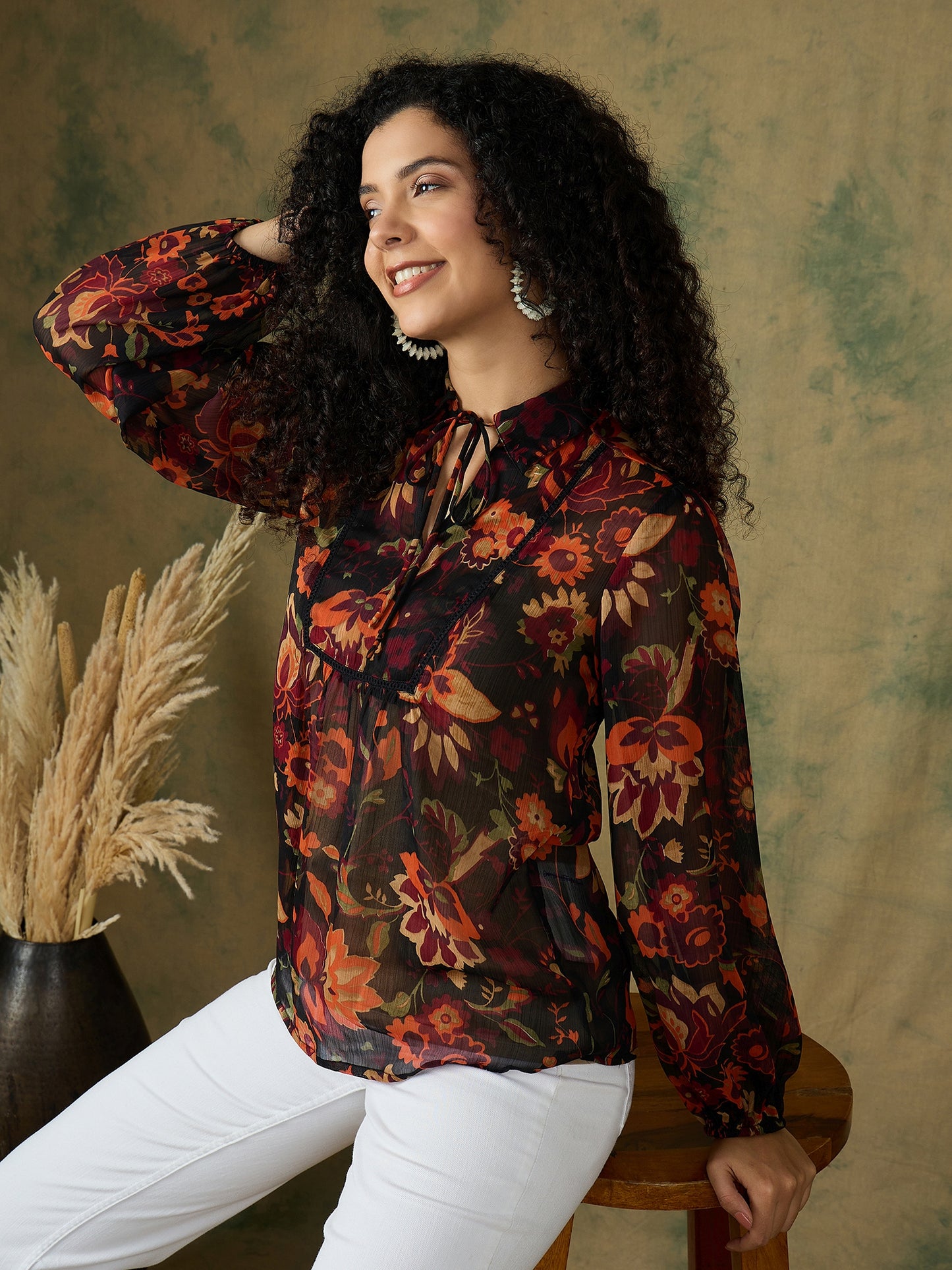 BOHO SEMI SHEER BLOUSE TOP