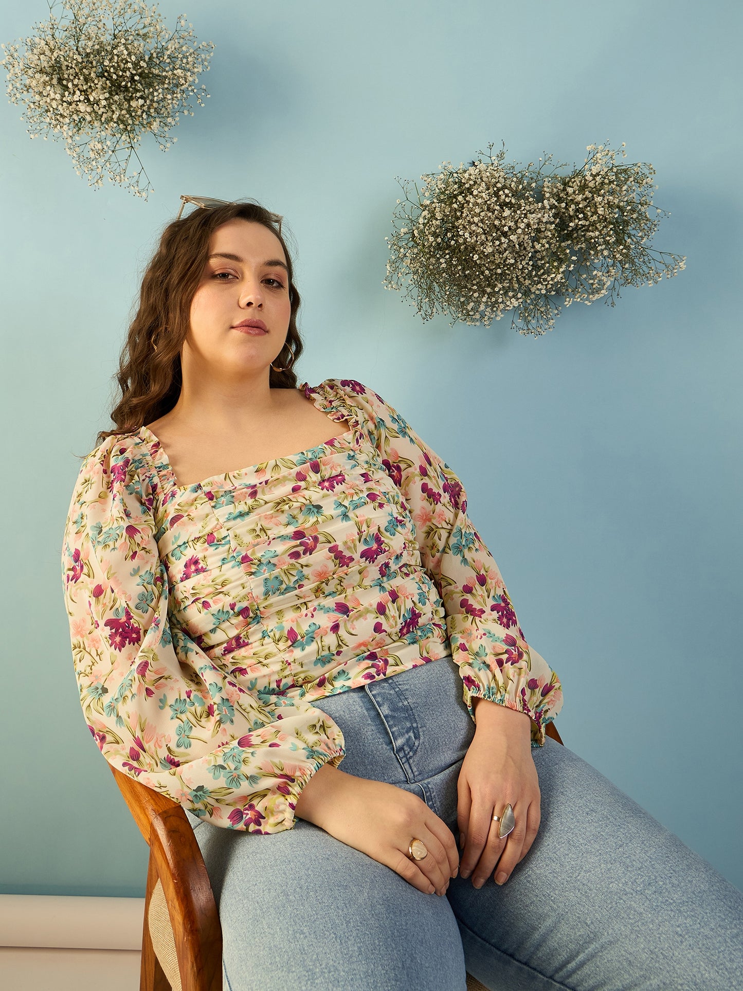 Bishop Sleeve Ruched Top