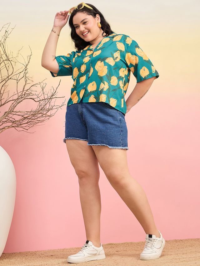 Relaxed Fit Cuban Collar Solid Casual Shirt