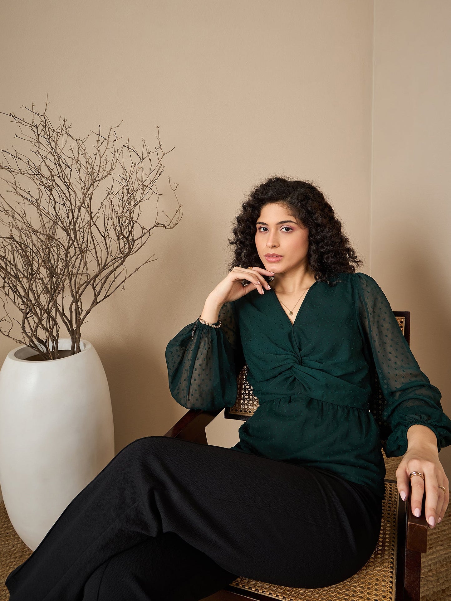 Twist Detail Long Sleeve Blouse