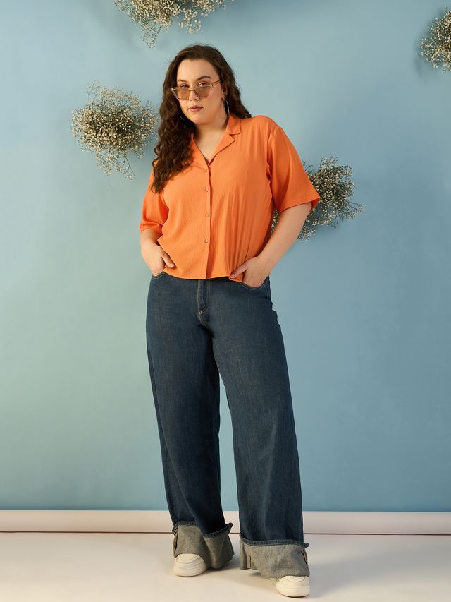 Relaxed Fit Cuban Collar Solid Casual Shirt