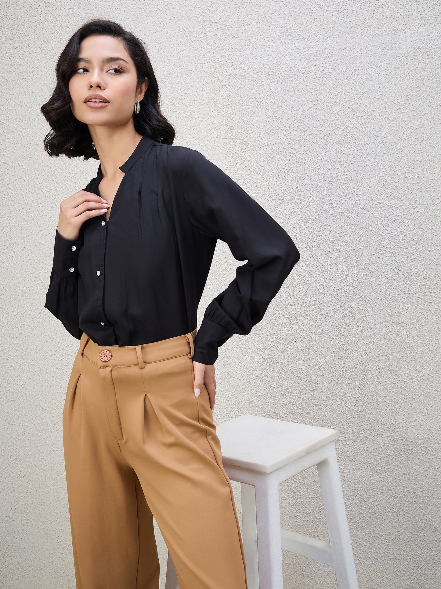 SOLID DIAMOND  BUTTON SHIRT