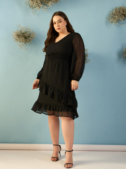 Bishop Sleeve Ruffles Dress