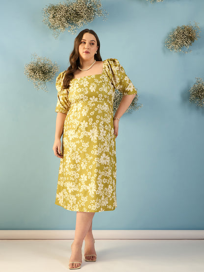 Puff Sleeves A-line Dress