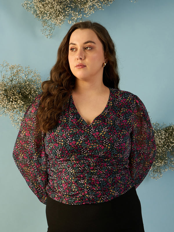 Ruched V-Neck Top
