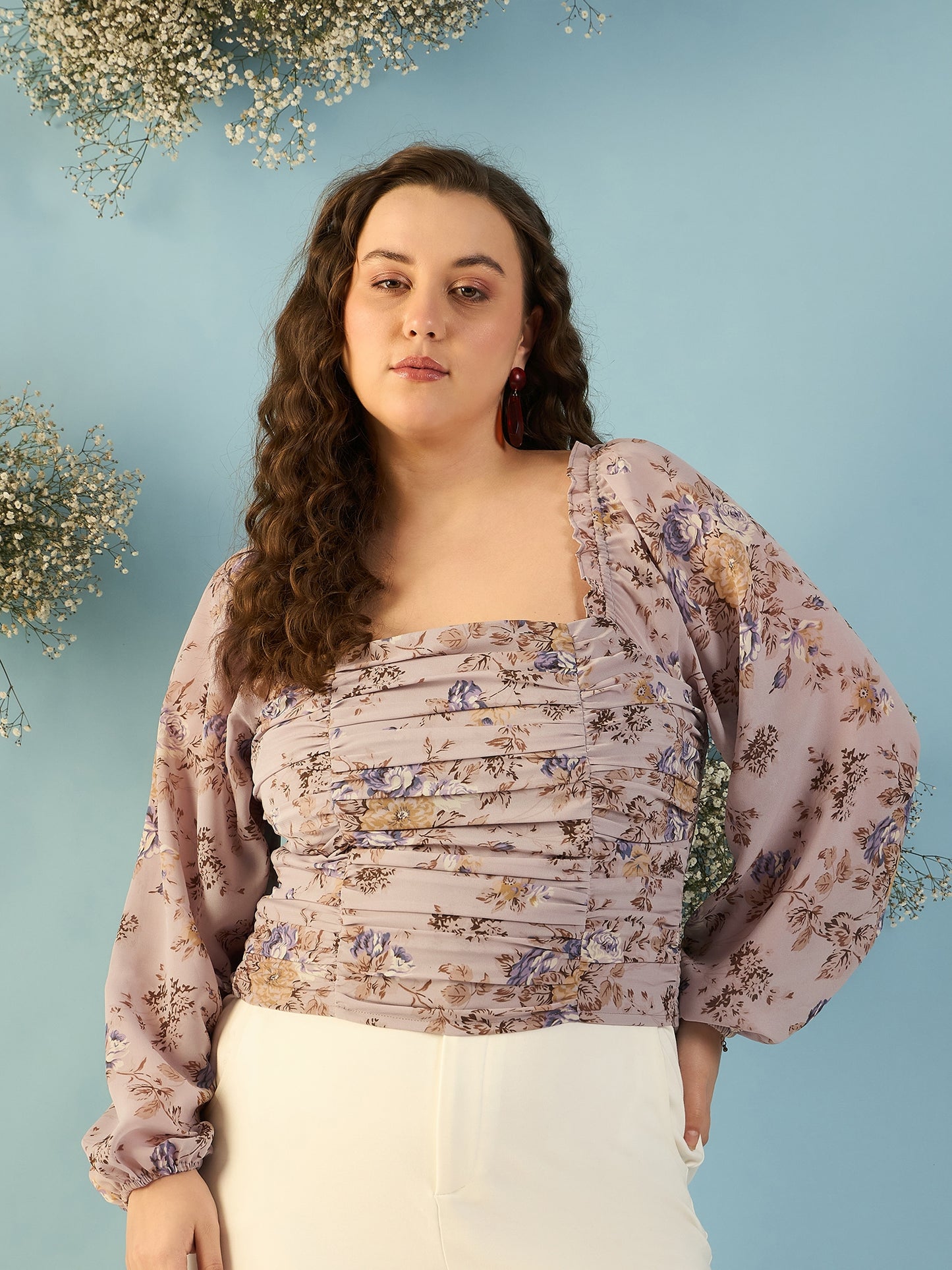 Bishop Sleeve Ruched Top