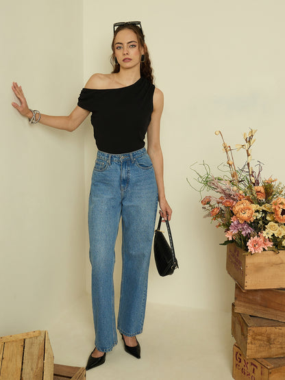 One Shoulder Hyper Texture Top