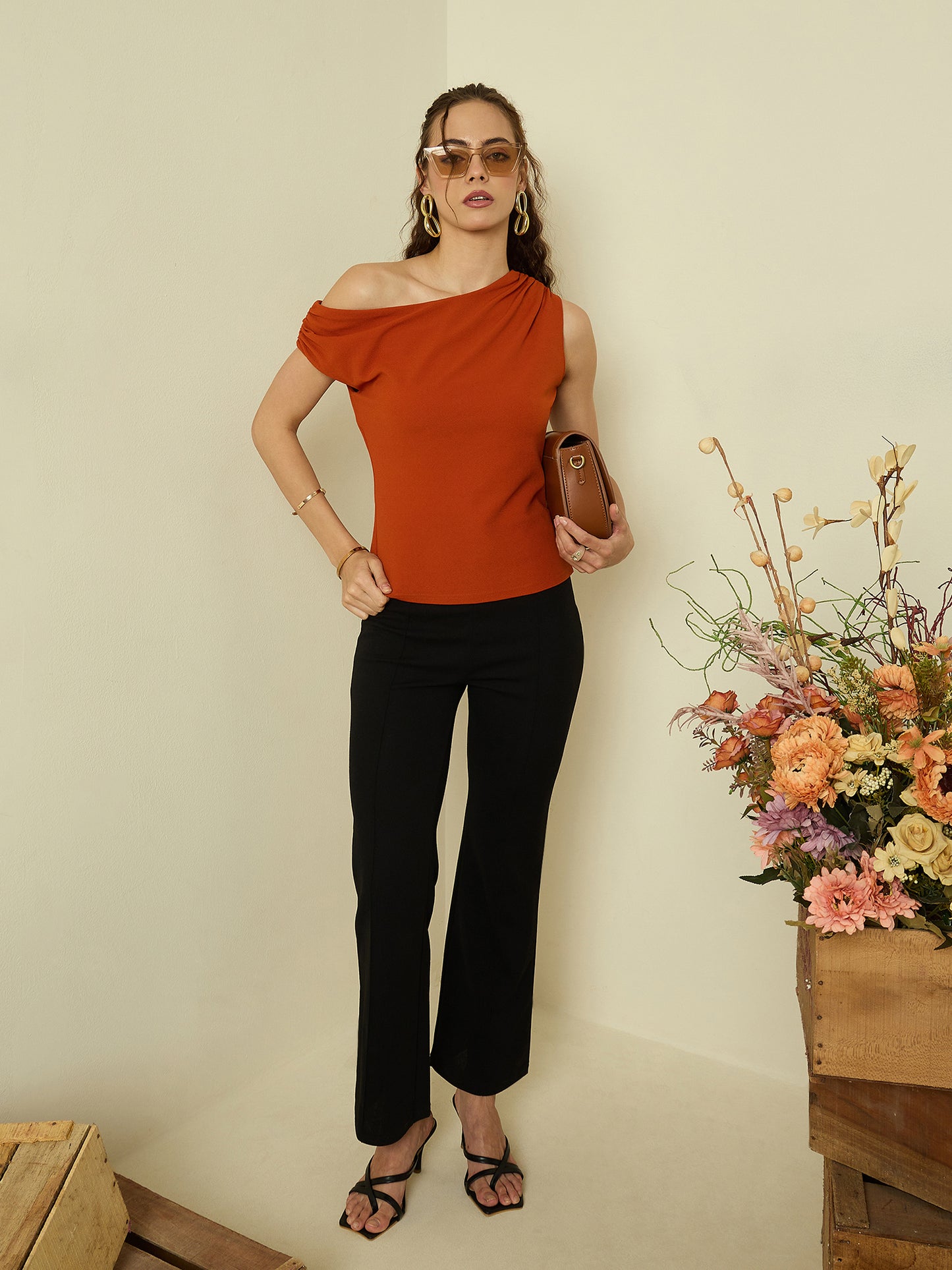 One Shoulder Hyper Texture Top