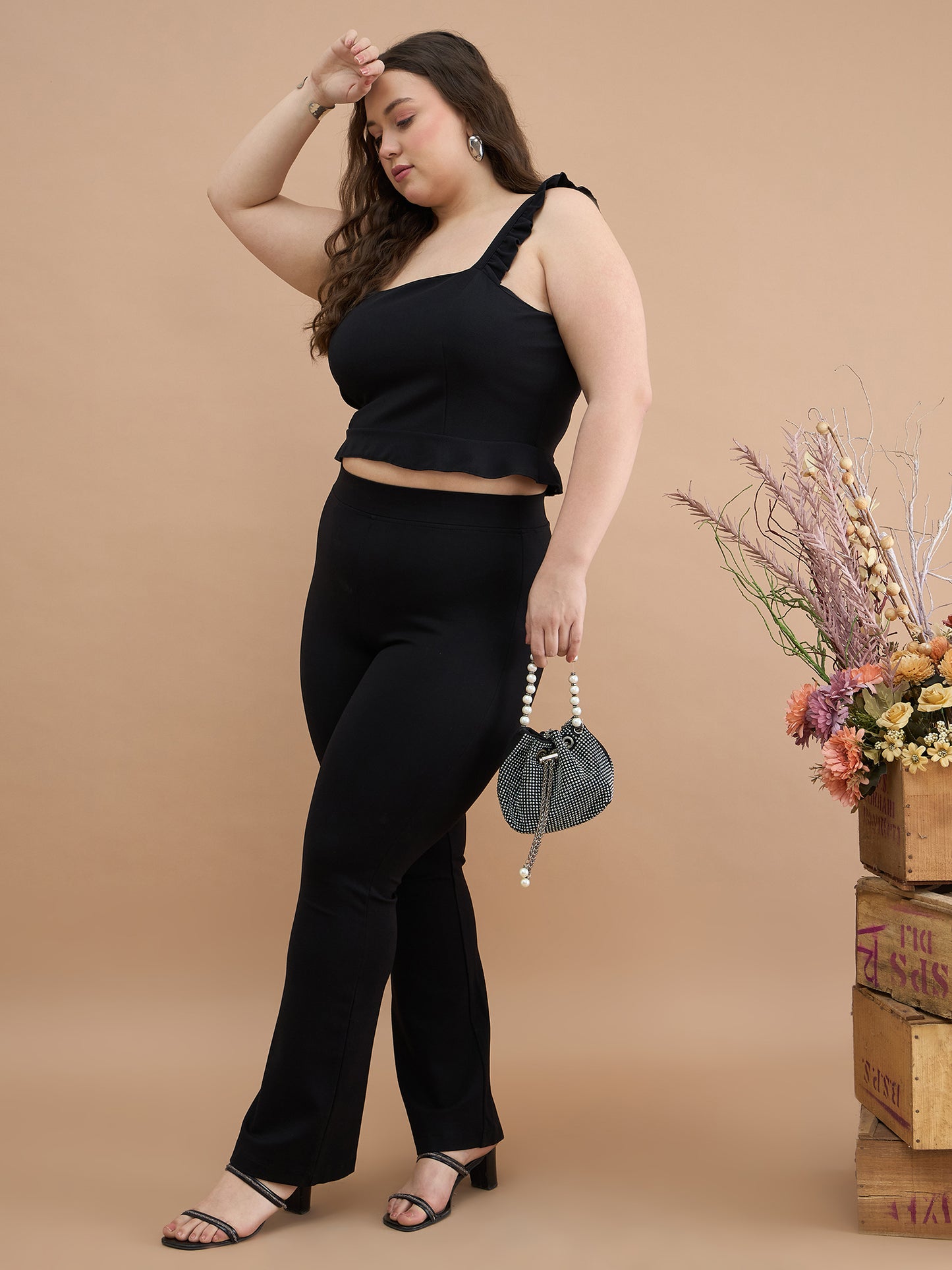 Ruffles Strap Peplum Top