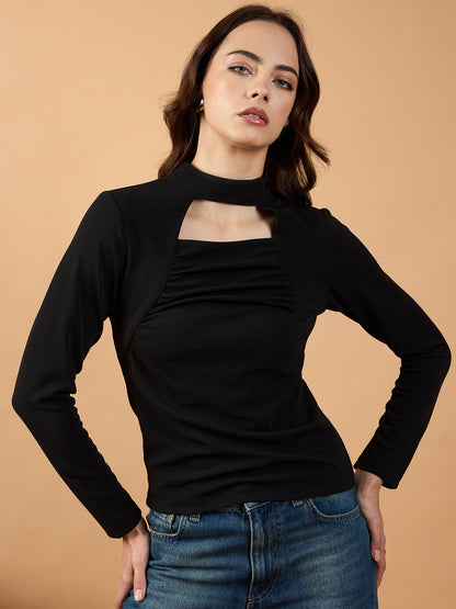 Ruching Band Neck Top