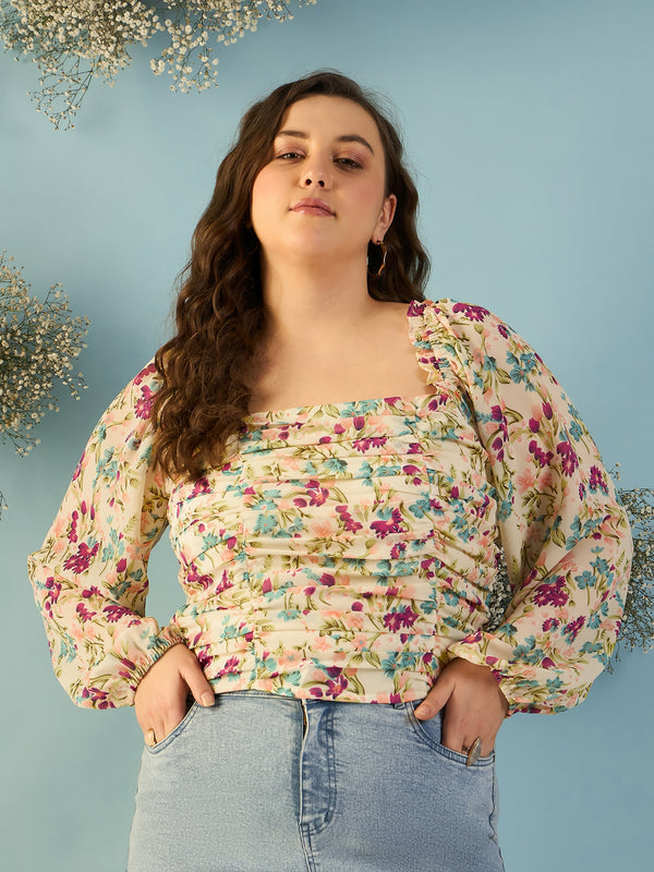 Bishop Sleeve Ruched Top