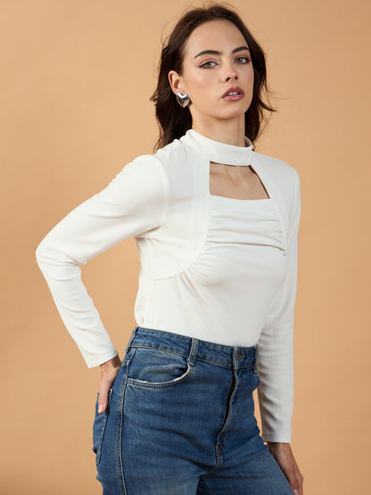 Ruching Band Neck Top