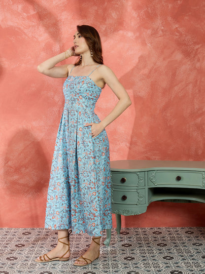 Lycia Pleated Maxi Strappy Dress