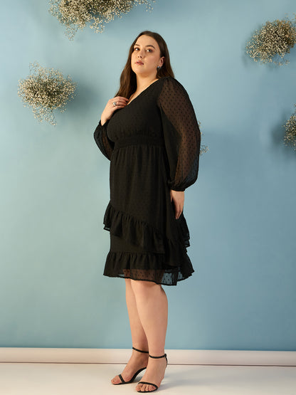 Bishop Sleeve Ruffles Dress