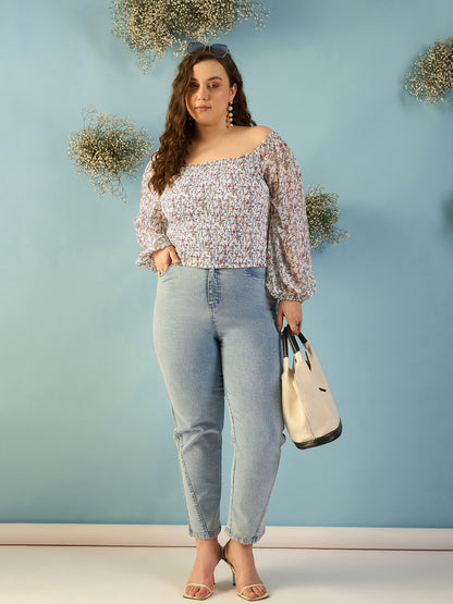 Bishop Sleeve Smocked  Bardot Top