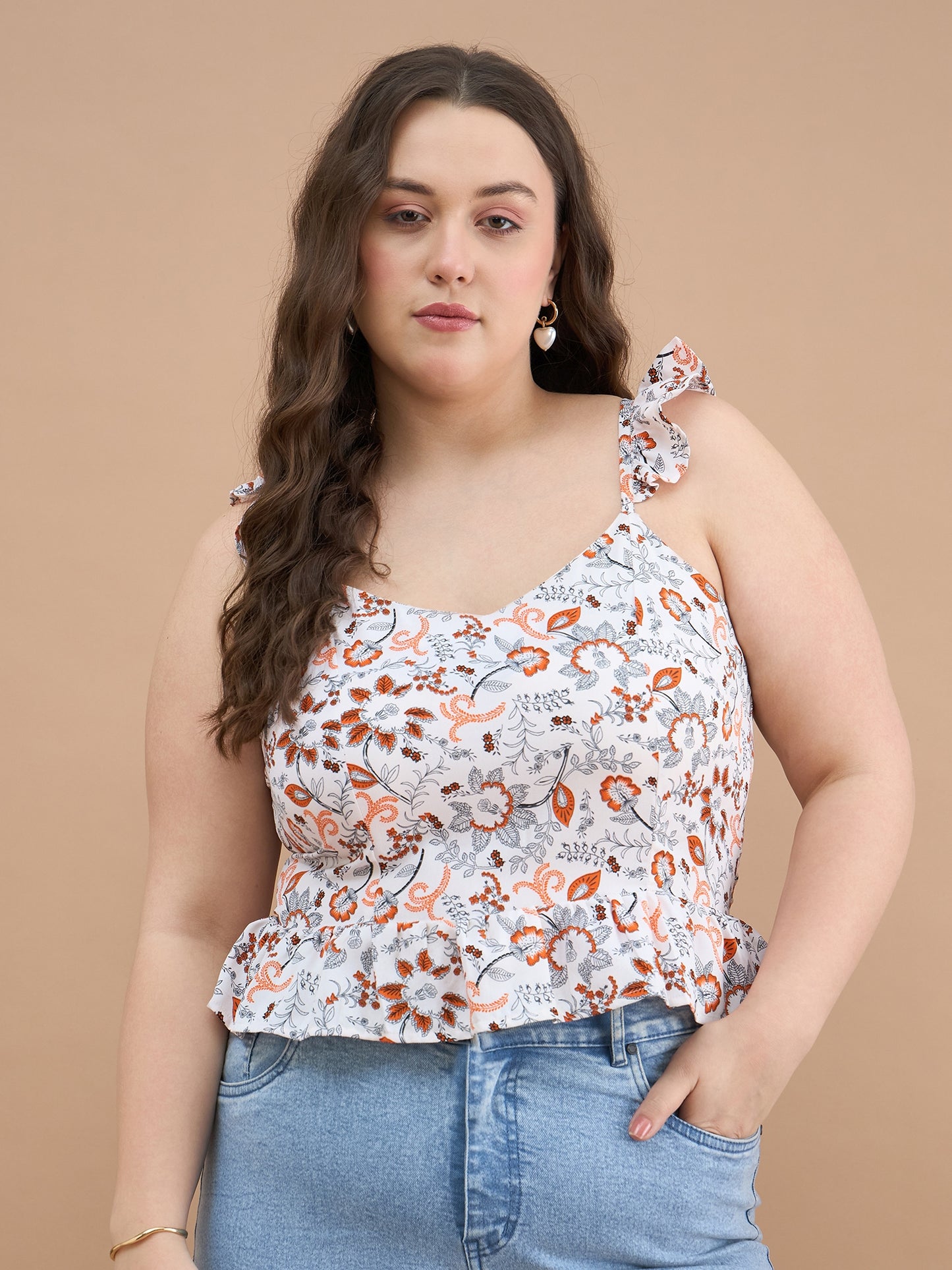 Ruffles Strap Peplum Top