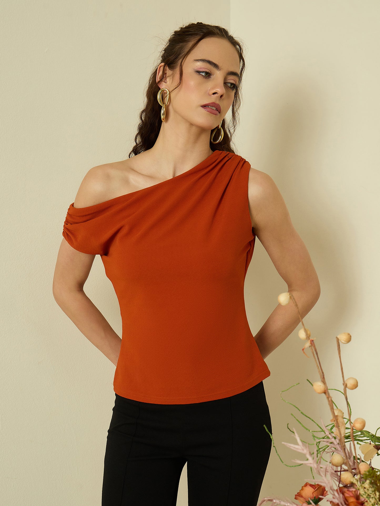 One Shoulder Hyper Texture Top