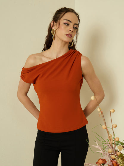 One Shoulder Hyper Texture Top