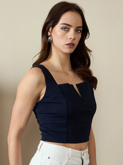 V-cut Solid  Tank Top