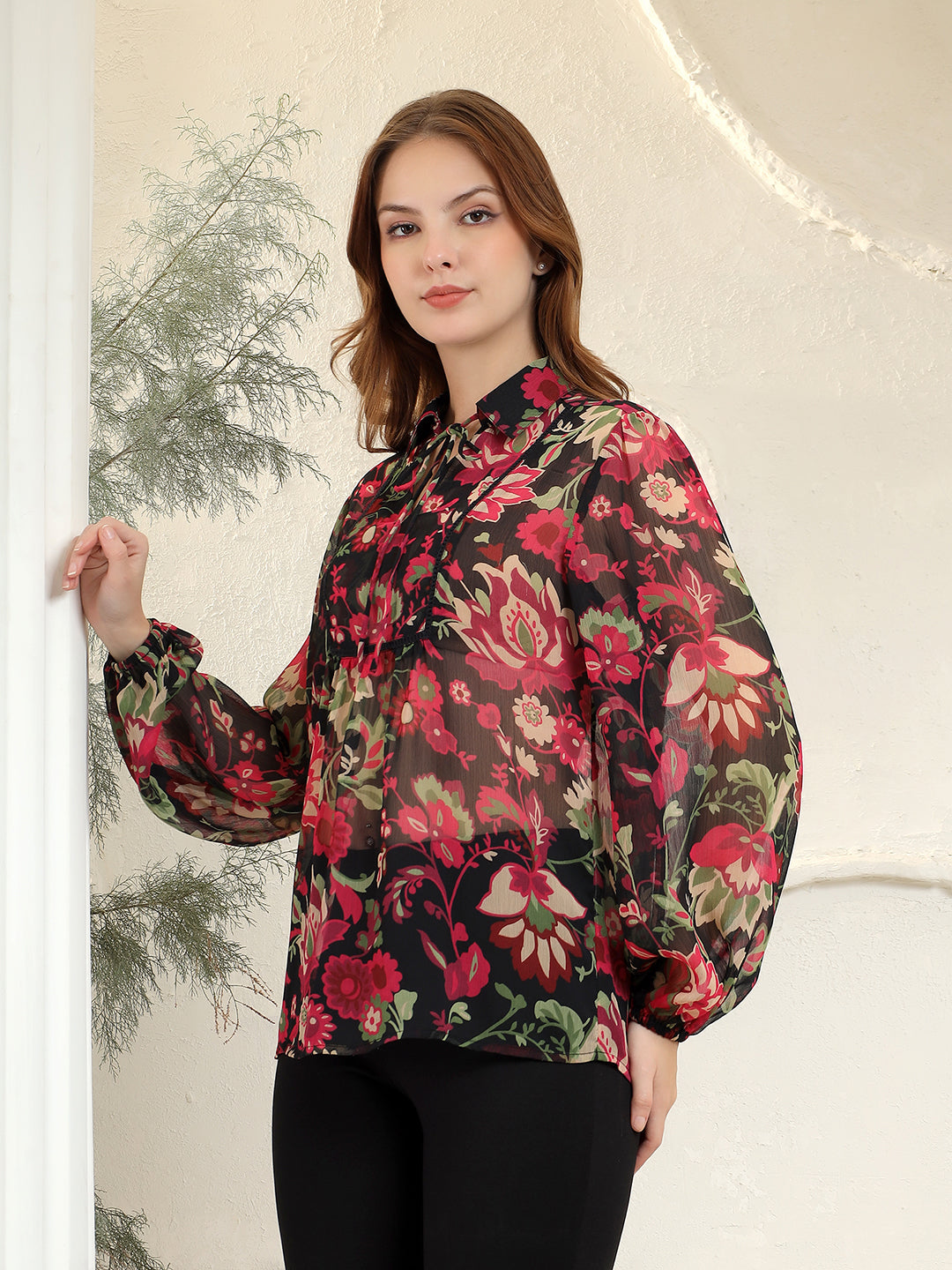 BOHO SEMI SHEER BLOUSE TOP