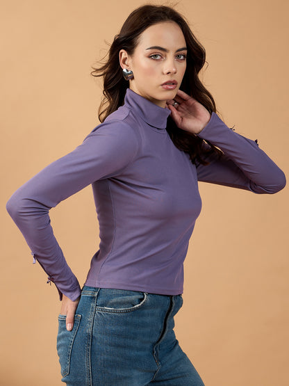 Bow Detail Turtle Neck Top