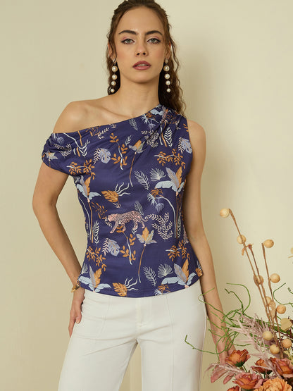 One Shoulder Hyper Texture Top