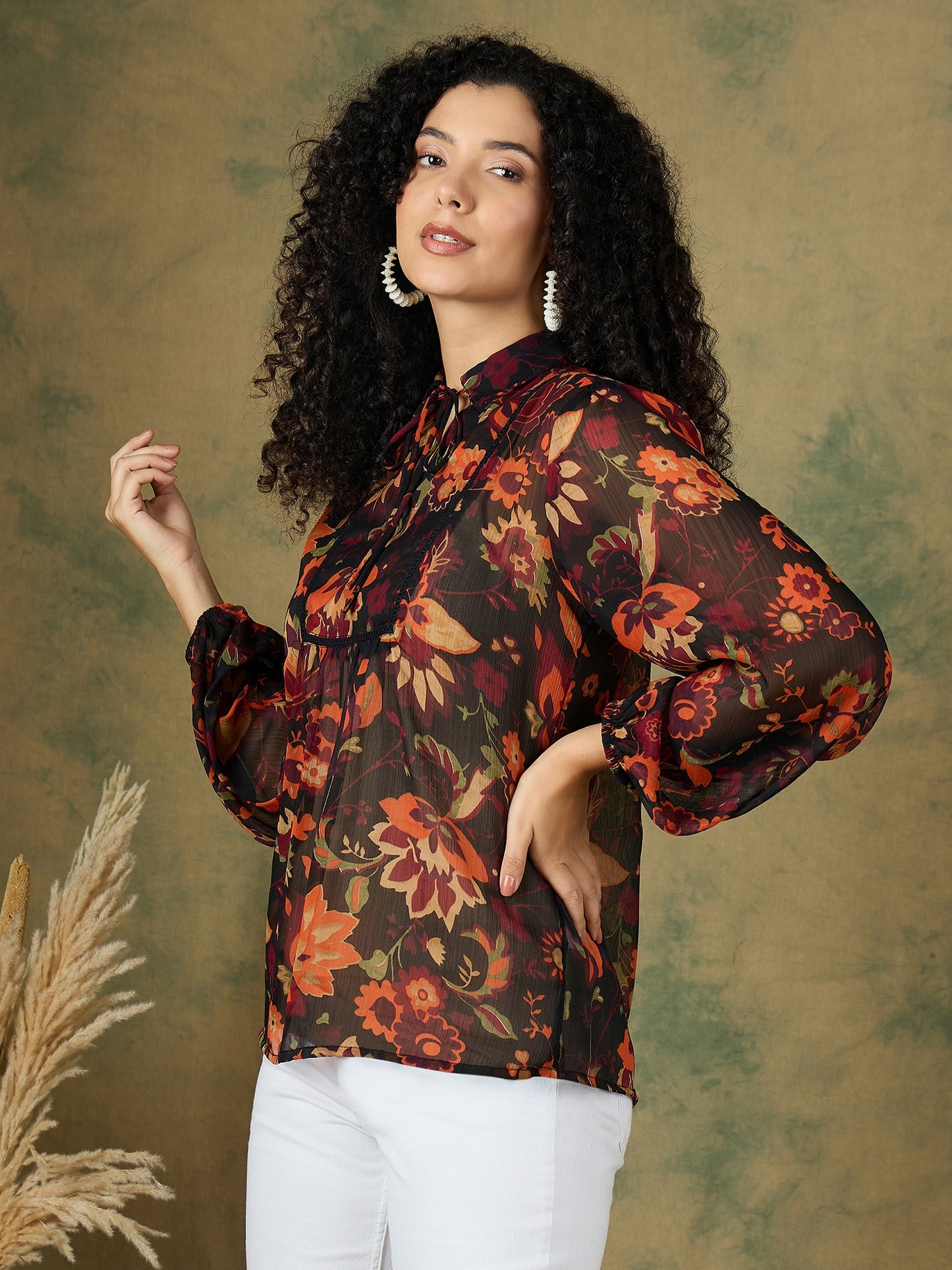 BOHO SEMI SHEER BLOUSE TOP