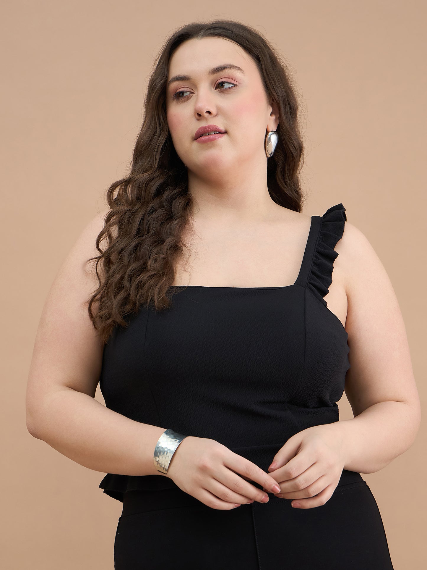 Ruffles Strap Peplum Top