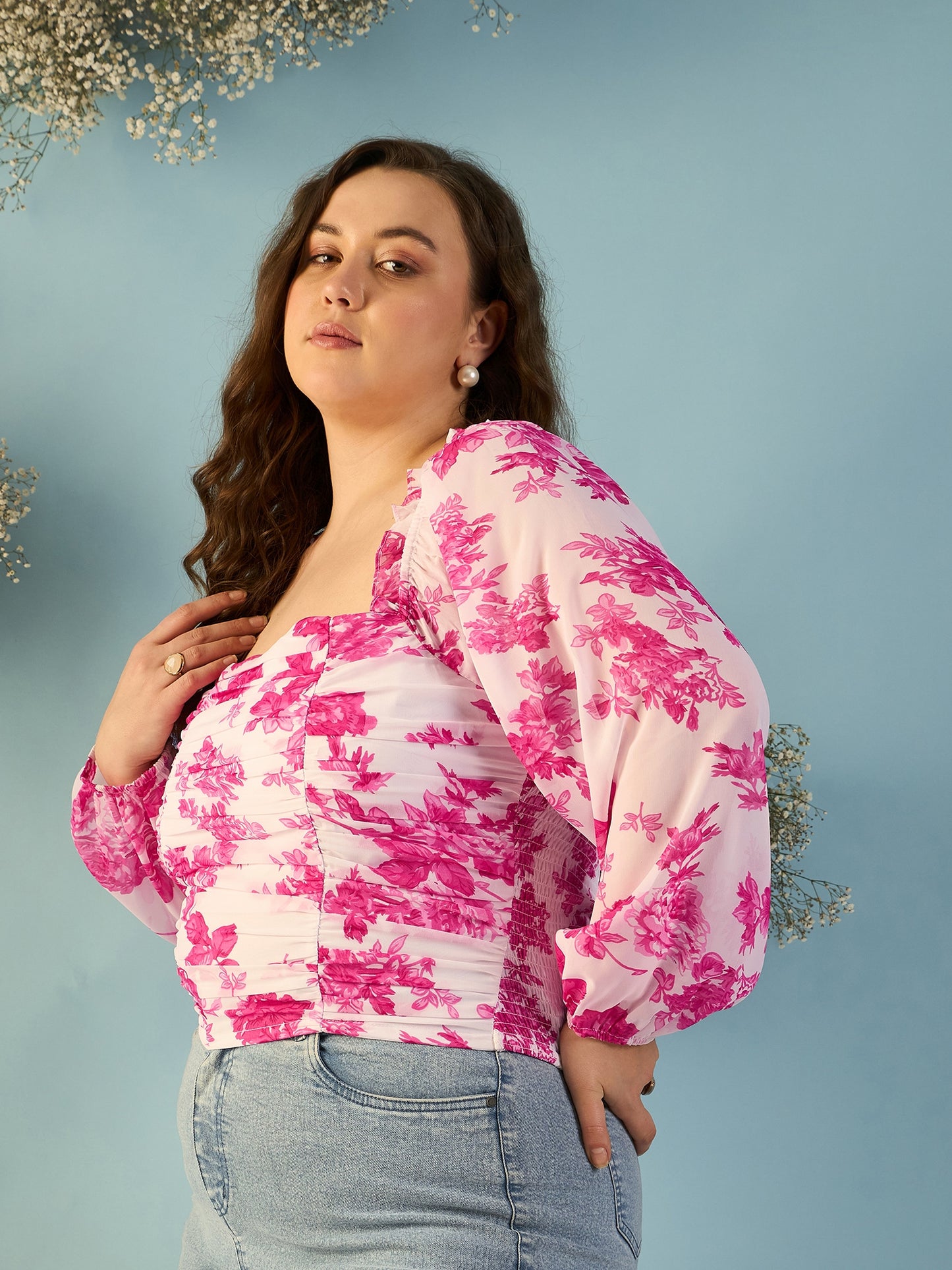 Bishop Sleeve Ruched Top