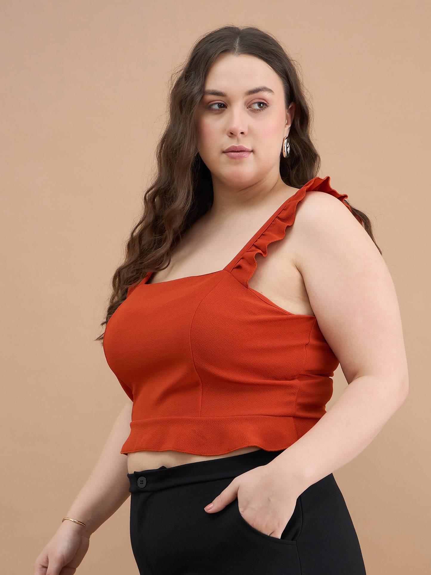 Ruffles Strap Peplum Top