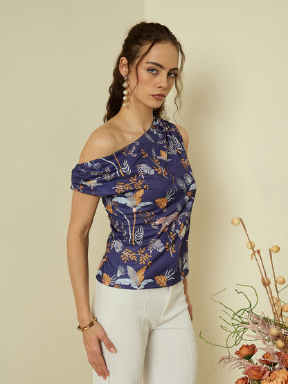 One Shoulder Hyper Texture Top