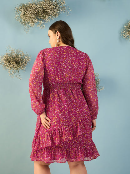 Bishop Sleeve Ruffles Dress