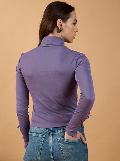 Bow Detail Turtle Neck Top