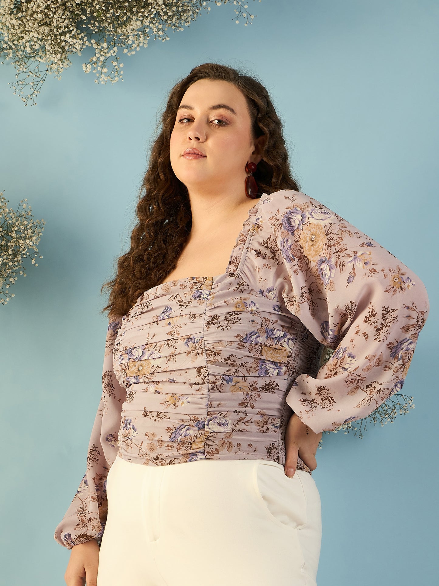 Bishop Sleeve Ruched Top