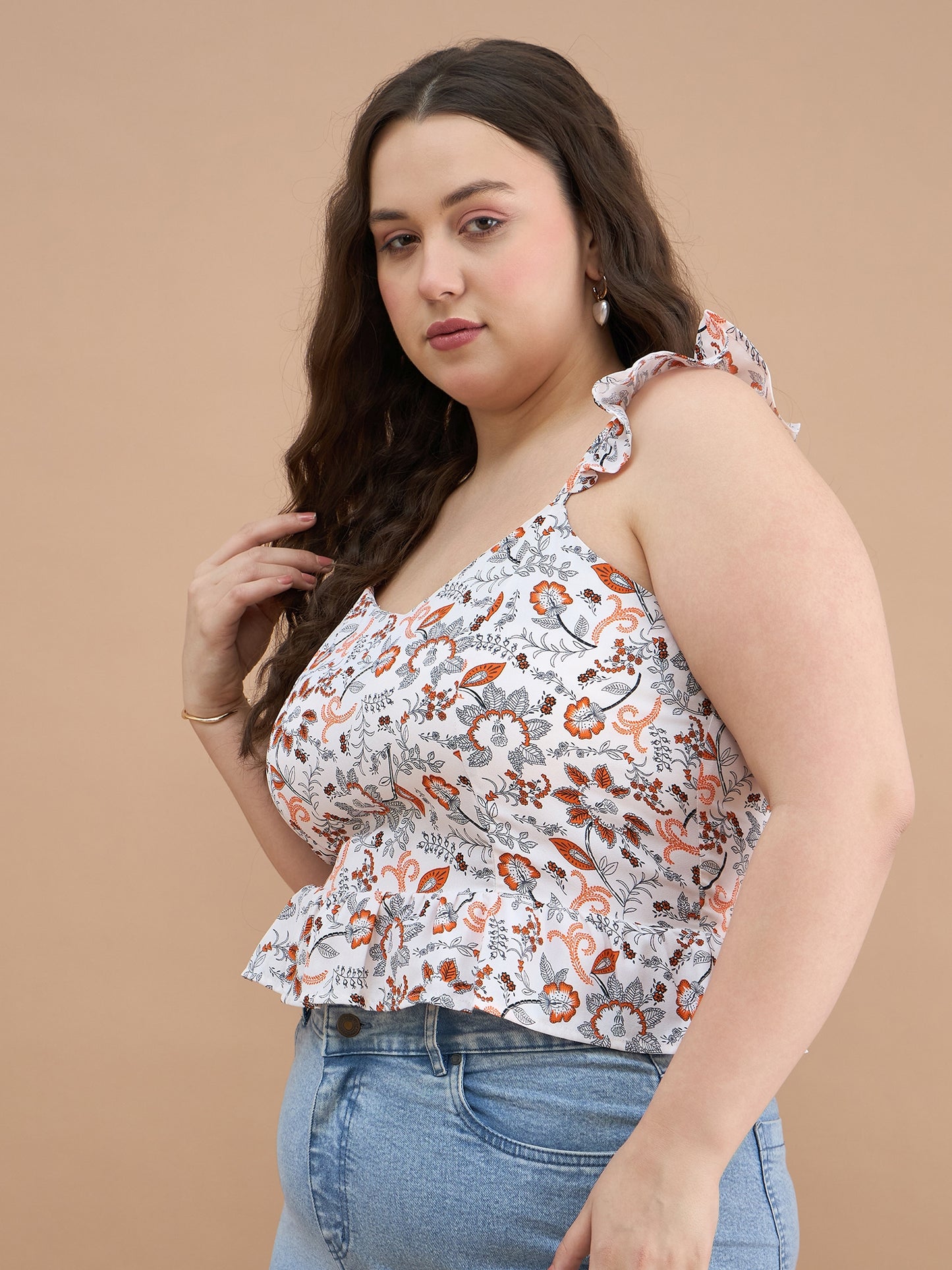 Ruffles Strap Peplum Top