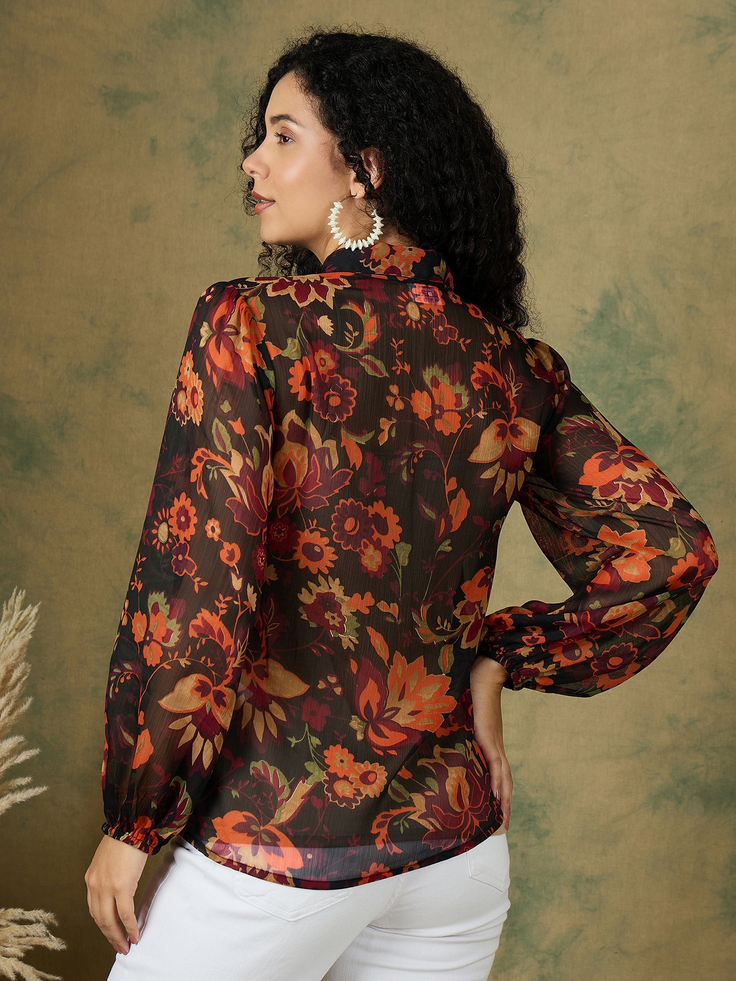 BOHO SEMI SHEER BLOUSE TOP