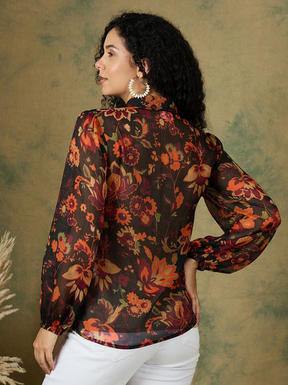 BOHO SEMI SHEER BLOUSE TOP