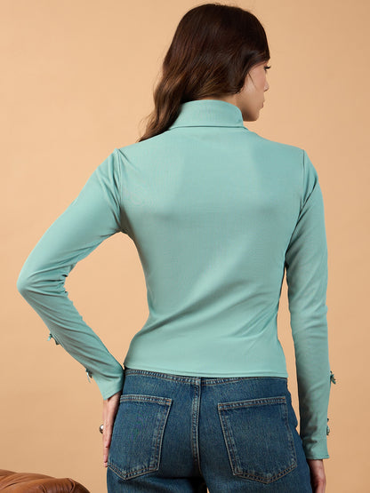 Bow Detail Turtle Neck Top