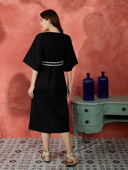 Lace Trim Midi Length Dress