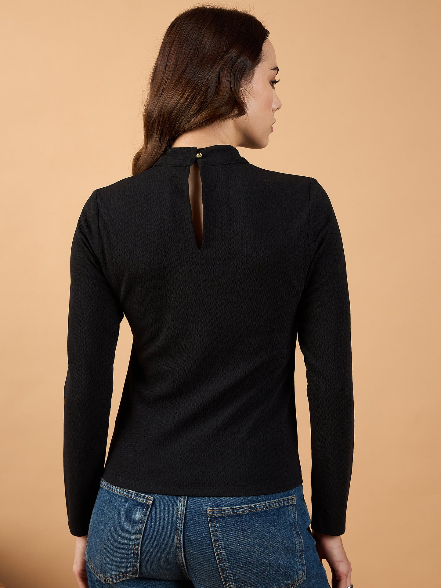 Ruching Band Neck Top