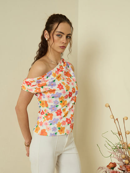 One Shoulder Hyper Texture Top