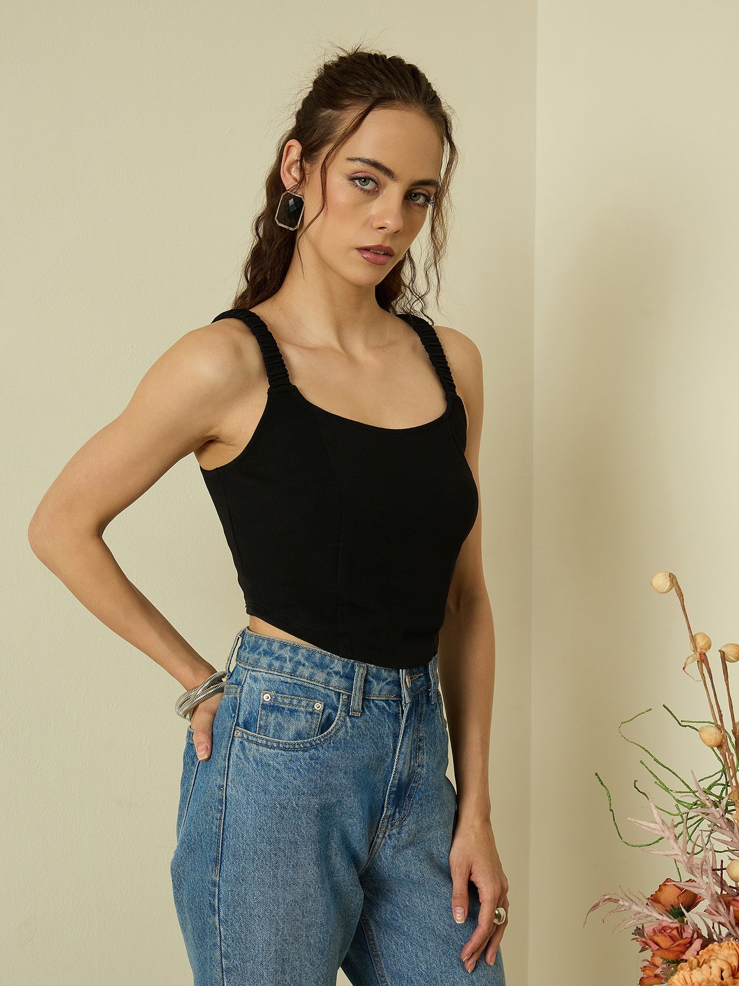 Ruched Strap Corset Top