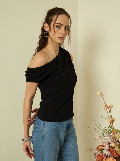 One Shoulder Hyper Texture Top