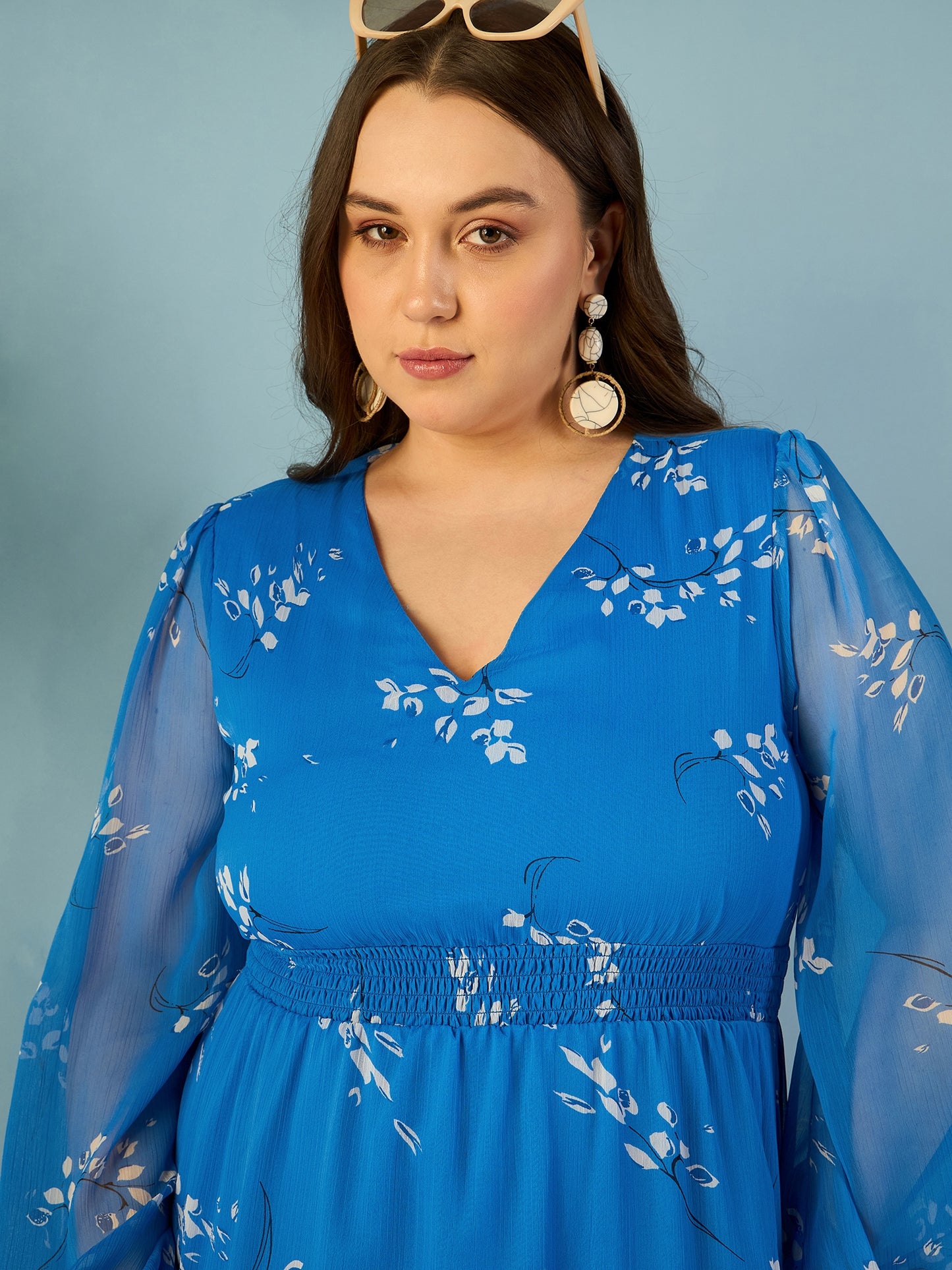 Bishop Sleeve Ruffles Dress