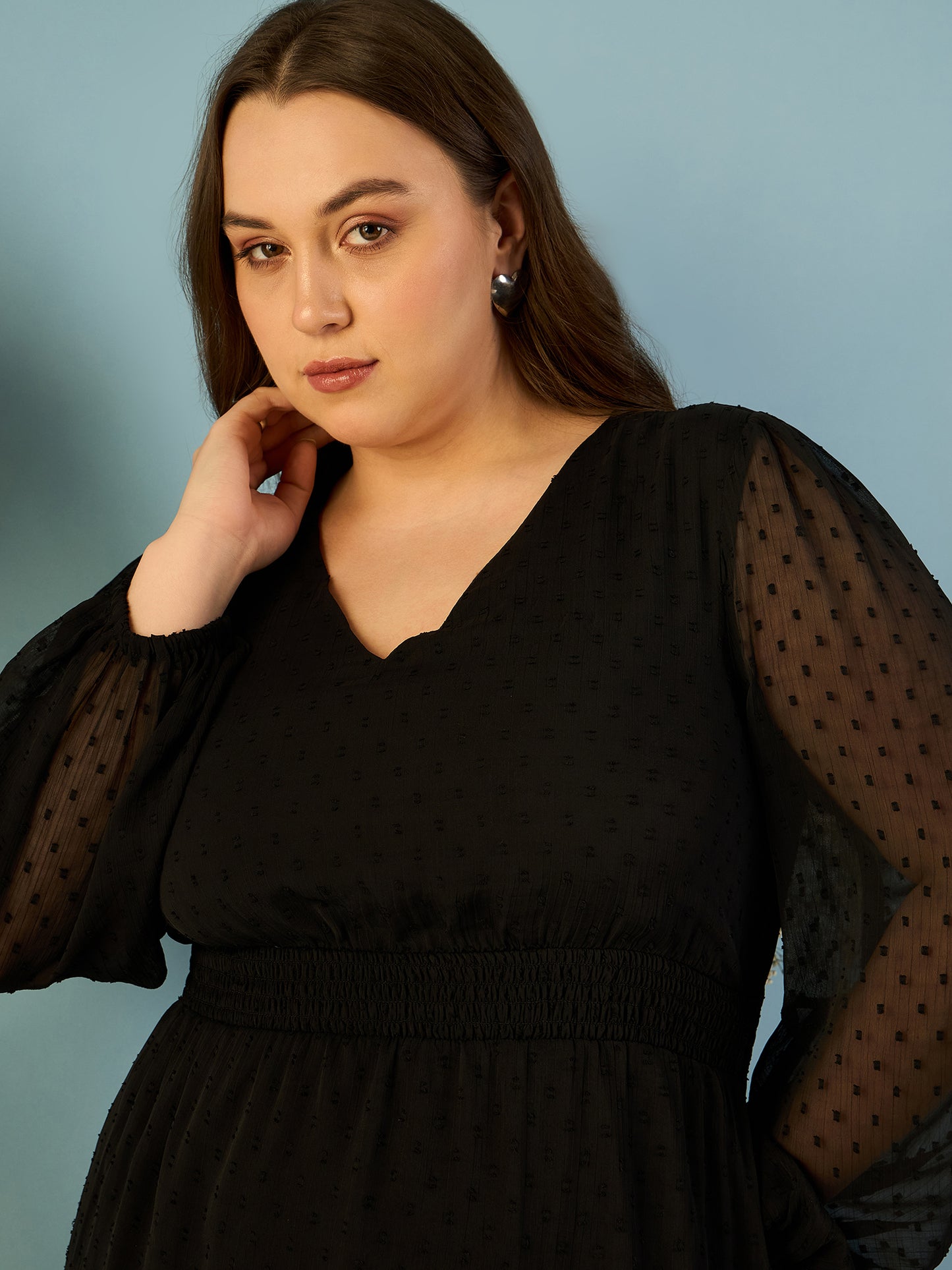 Bishop Sleeve Ruffles Dress